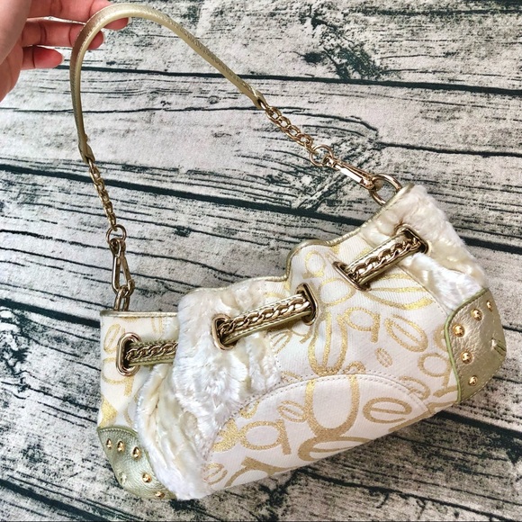 BEBE⚡️Metallic Gold Patchwork Studded Mini Bag - Picture 2 of 7